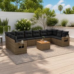 Quality Outdoor Sectional Sofa Set: 11 Pieces in Grey