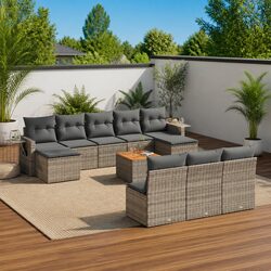 Reliable 11-Piece Outdoor Sectional Sofa Set in Grey