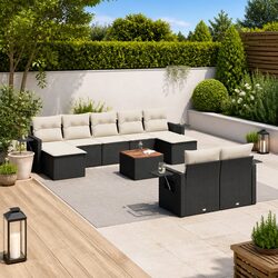 Reliable 10-Piece Outdoor Sectional Sofa Set in Black