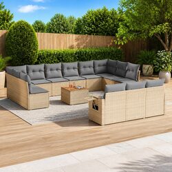 Value-Focused 14-Piece Beige Garden Sofa Set