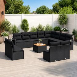 Reliable 13-Piece Black Garden Sofa Set for Outdoor Living
