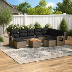Practical 10-Piece Outdoor Sofa Set in Grey Rattan