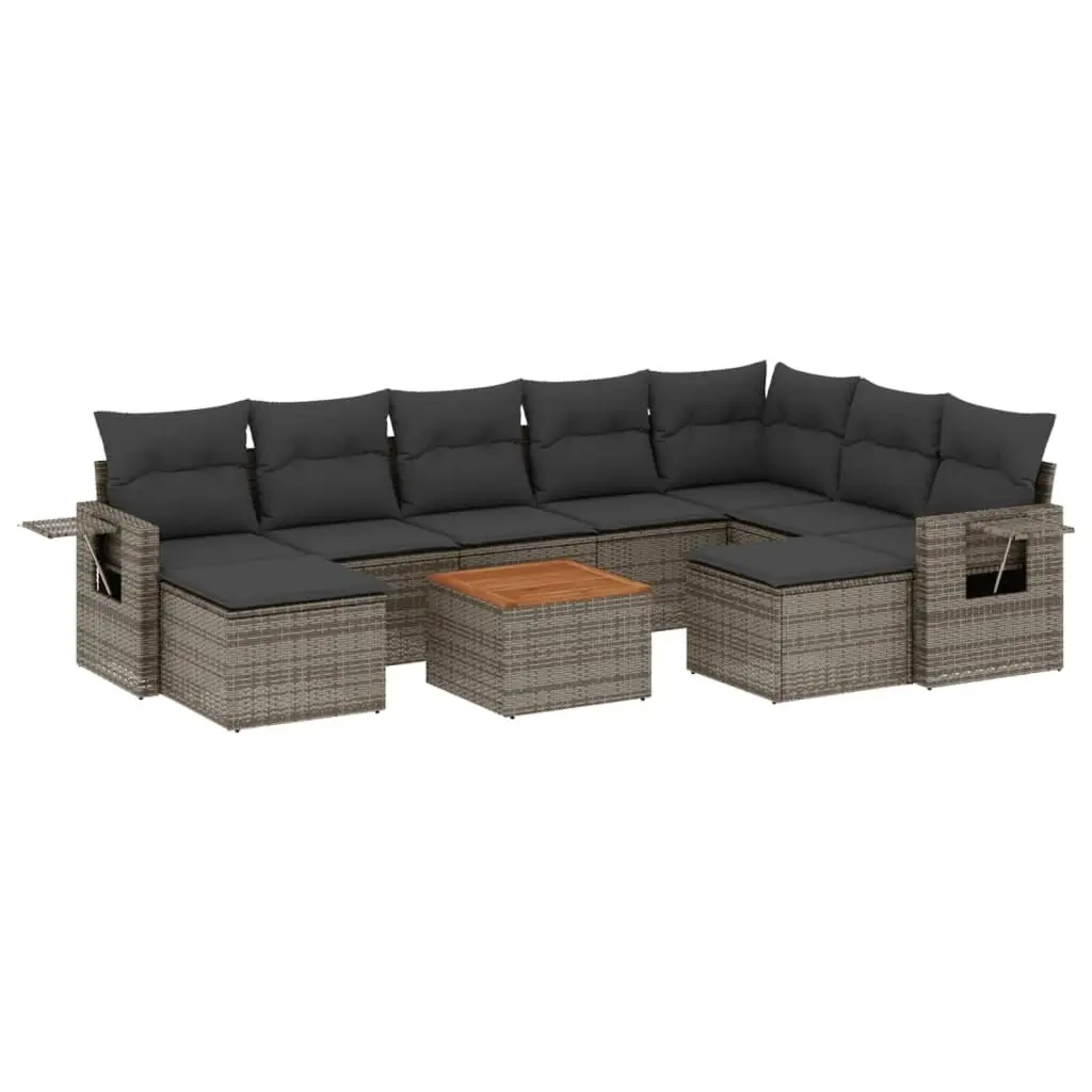 10-Piece Outdoor Sofa Set in Grey Rattan