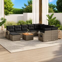 Comfortable 11-Piece Grey Garden Sofa Set