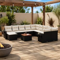 Reliable 12 Piece Modular Garden Sofa Set in Black