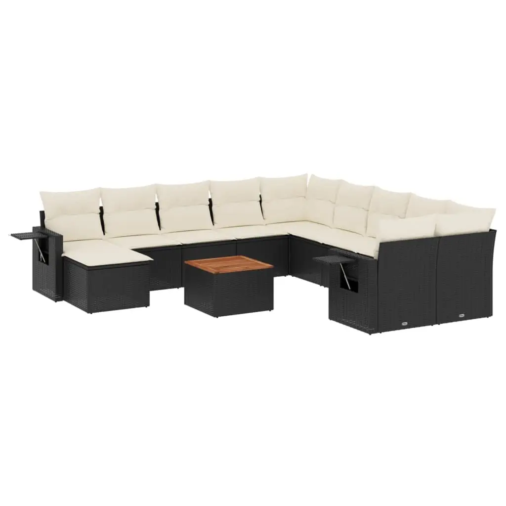 12 Piece Modular Garden Sofa Set in Black