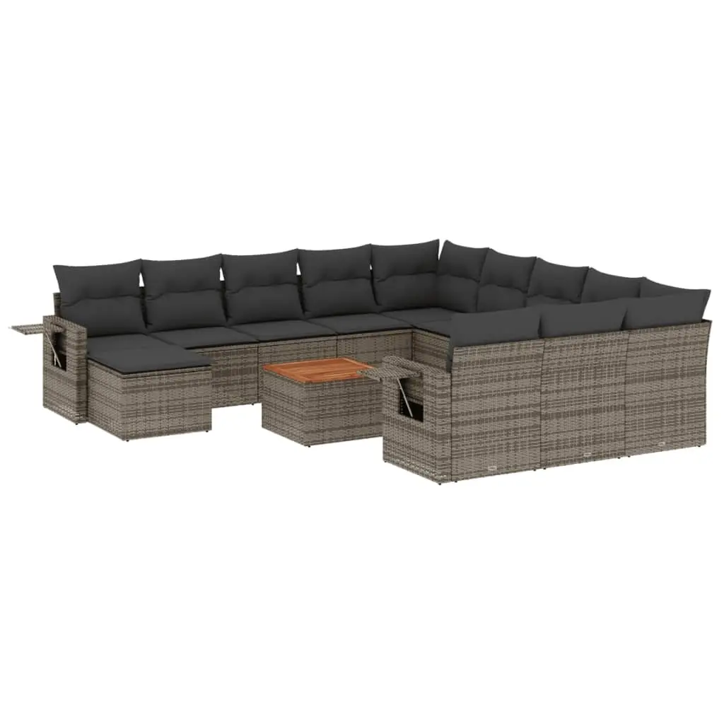 Outdoor Sectional Sofa Set 13 Piece Grey Garden Furniture with Cushions