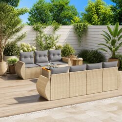 Comfortable Beige 8-Piece Garden Sofa Set with Modular Design