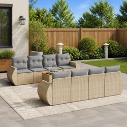 Comfort-Driven 9 Piece Outdoor Sofa Set in Beige