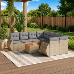 Comfortable 9 Piece Garden Sofa Set with Easy Maintenance