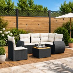 Warm and Practical 6 Piece Garden Sofa Set with Cushions
