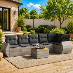 Comfortable 7-Piece Garden Sofa Set in Grey