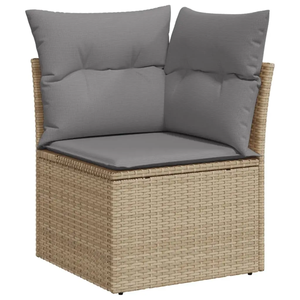 7 Piece Outdoor Garden Sofa Set Beige Patio Furniture with Cushions Table