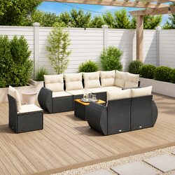 Reliable 9-Piece Black Sofa Set with Cushions for Comfort