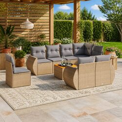 Comfort Meets Quality: 9-Piece Beige Sofa Set