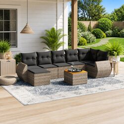 Comfortable 8 Piece Grey Garden Sofa Set for Outdoors