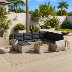 Comfortable and Durable 8-Piece Grey Garden Sofa Set