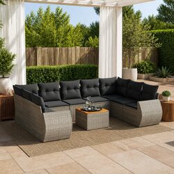 Comfortable 10-Piece Outdoor Lounge Set with Cushions