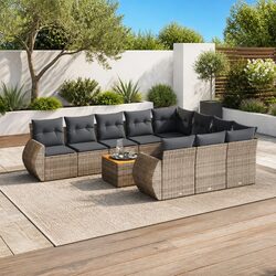 Durable 11 Piece Garden Sofa Set with Cushions in Grey