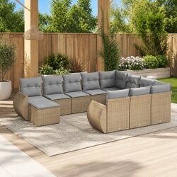 Comfortable 11-Piece Garden Sofa Set in Beige