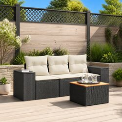 Reliable 4 Piece Black Rattan Sofa Set for Outdoors