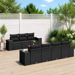 Reliable 8-Piece Black Patio Furniture Set with Cushions