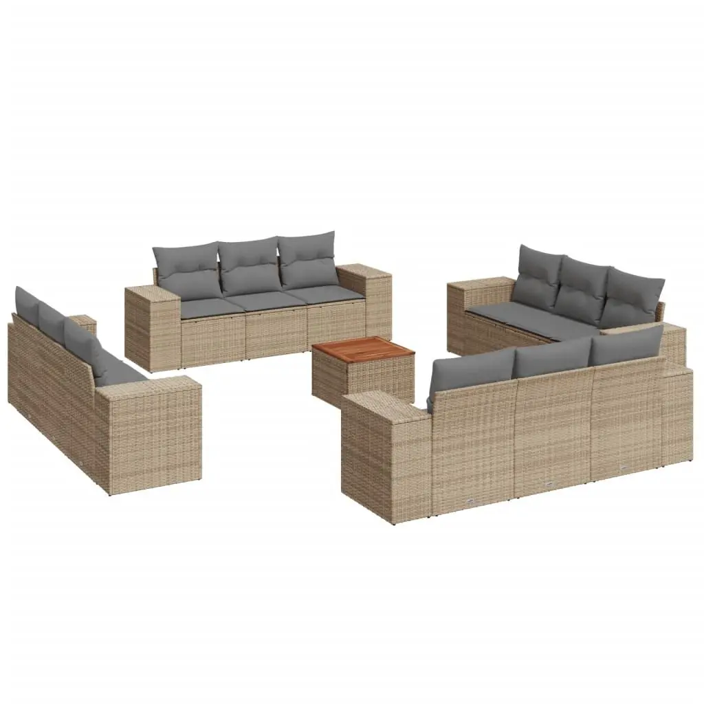 Garden Sofa Set 13 Piece Outdoor Furniture Modular Beige Cushions
