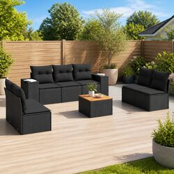 Comfort Meets Value: 8 Piece Black Garden Sofa Set
