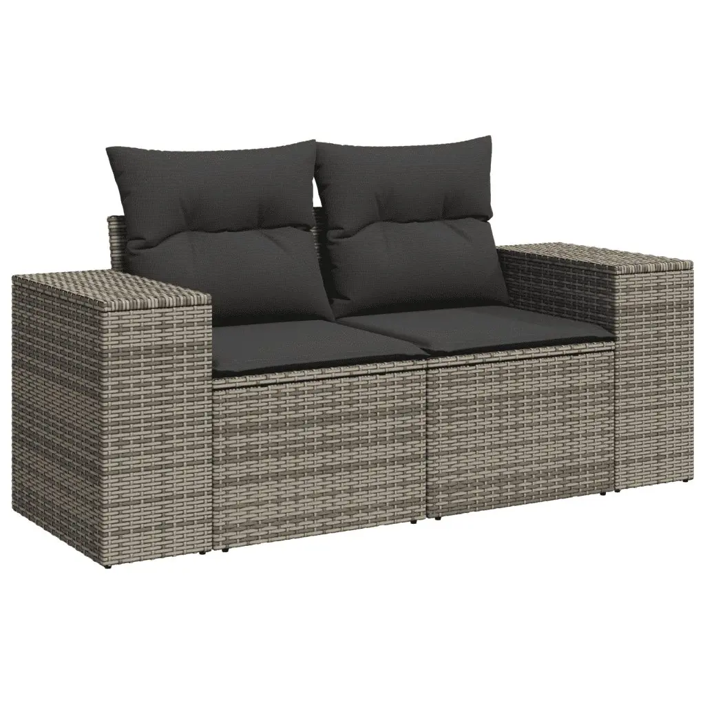 Garden Sofa Set 9 Piece Outdoor Patio Furniture Grey Poly Rattan with Cushions