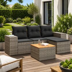 Reliable and Stylish 5 Piece Outdoor Sofa Set with Cushions