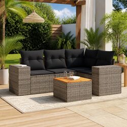 Reliable 5 Piece Garden Sofa Set with Cushions in Grey
