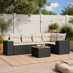 Affordable 6 Piece Garden Sofa Set in Black Rattan