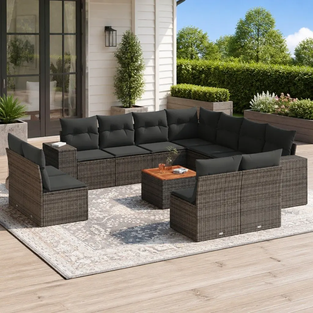Garden Sofa Set 12 Piece Outdoor Furniture Patio Lounge Grey Rattan