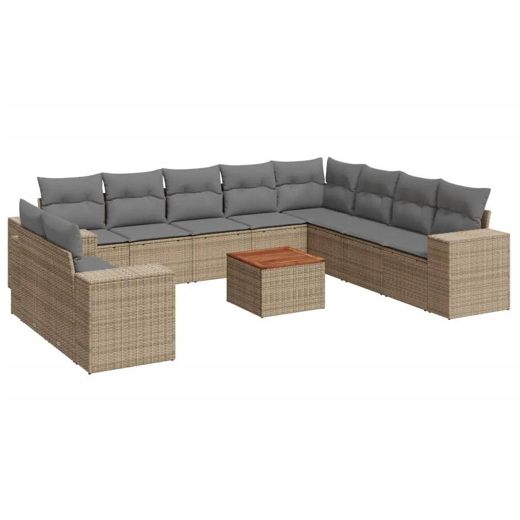 Garden Sofa Set 11 Piece Outdoor Furniture Modular Seating Beige