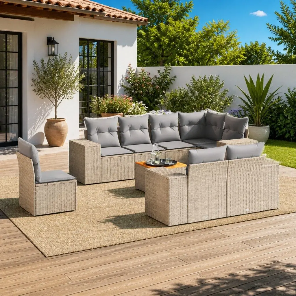 9 Piece Garden Sofa Set Outdoor Patio Furniture Beige