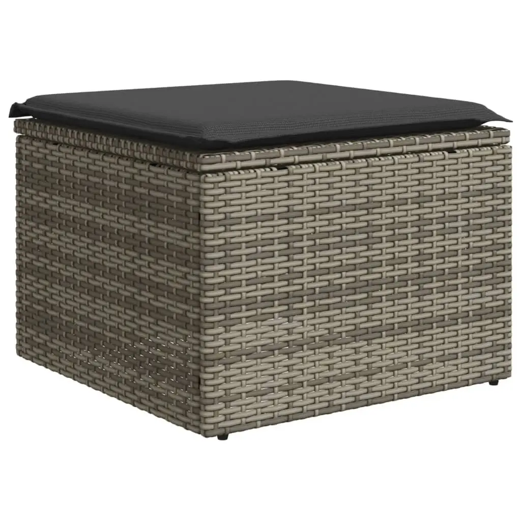 7 Piece Outdoor Garden Sofa Set Grey Poly Rattan Patio Furniture with Cushions