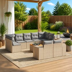 Warm and Practical 10-Piece Outdoor Garden Sofa Set