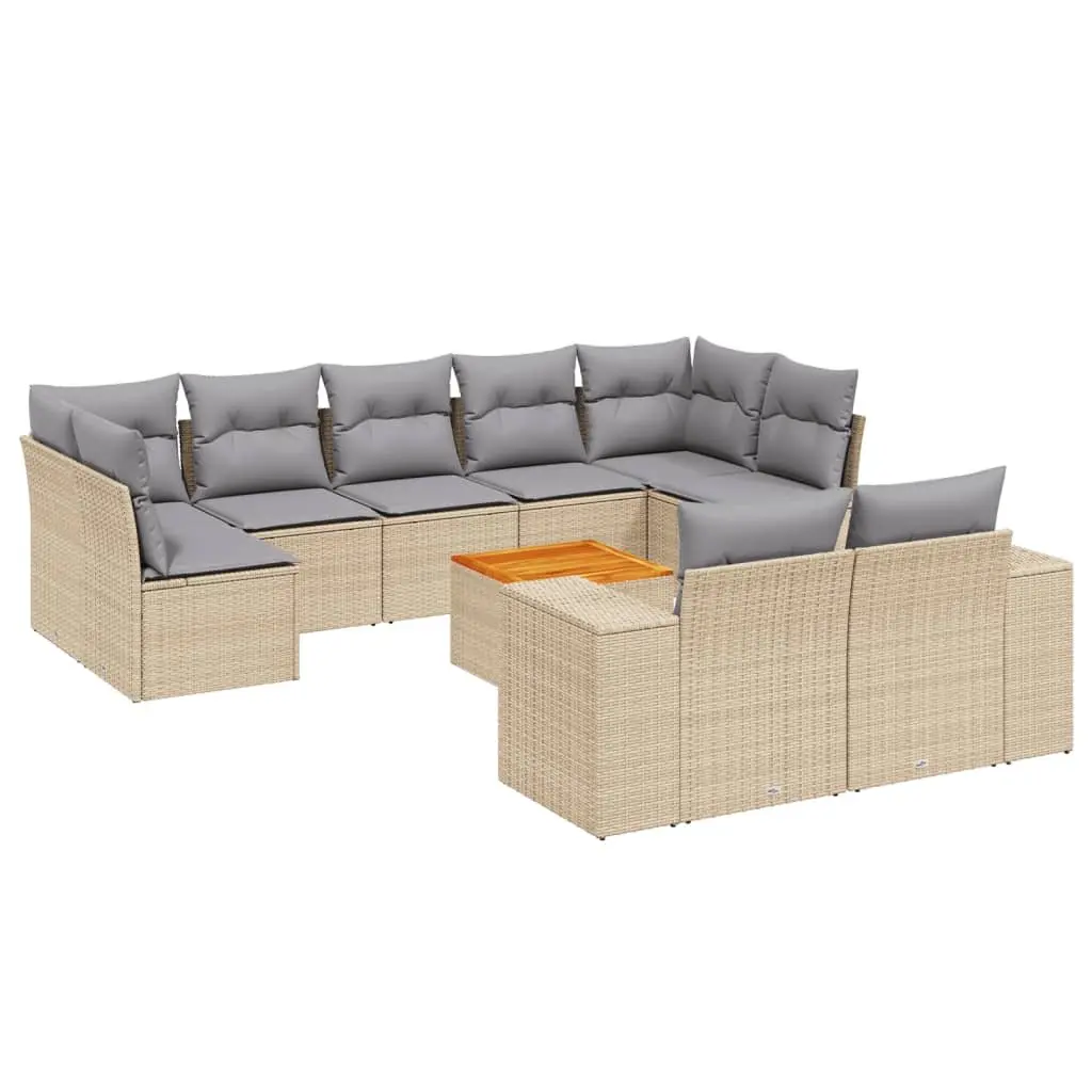 Outdoor Garden Sofa Set 10 Piece Modular Patio Furniture with Cushions Beige