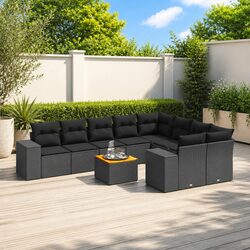 Reliable Black Rattan 10 Piece Garden Sofa Set for Comfort