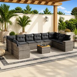 Comfortable and Practical 11-Piece Grey Sofa Set for Outdoors