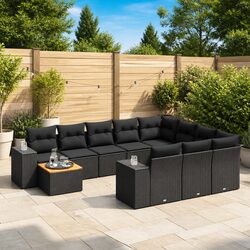 Warm and Practical 11-Piece Black Garden Sofa Set