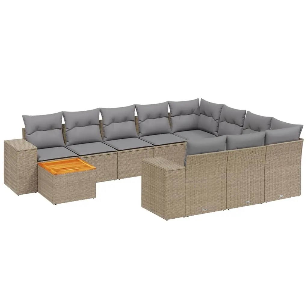 Garden Sofa Set Outdoor Furniture 11 Piece Beige Patio Seating with Cushions