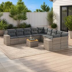 Comfortable 11 Piece Garden Sofa Set with Washable Cushions