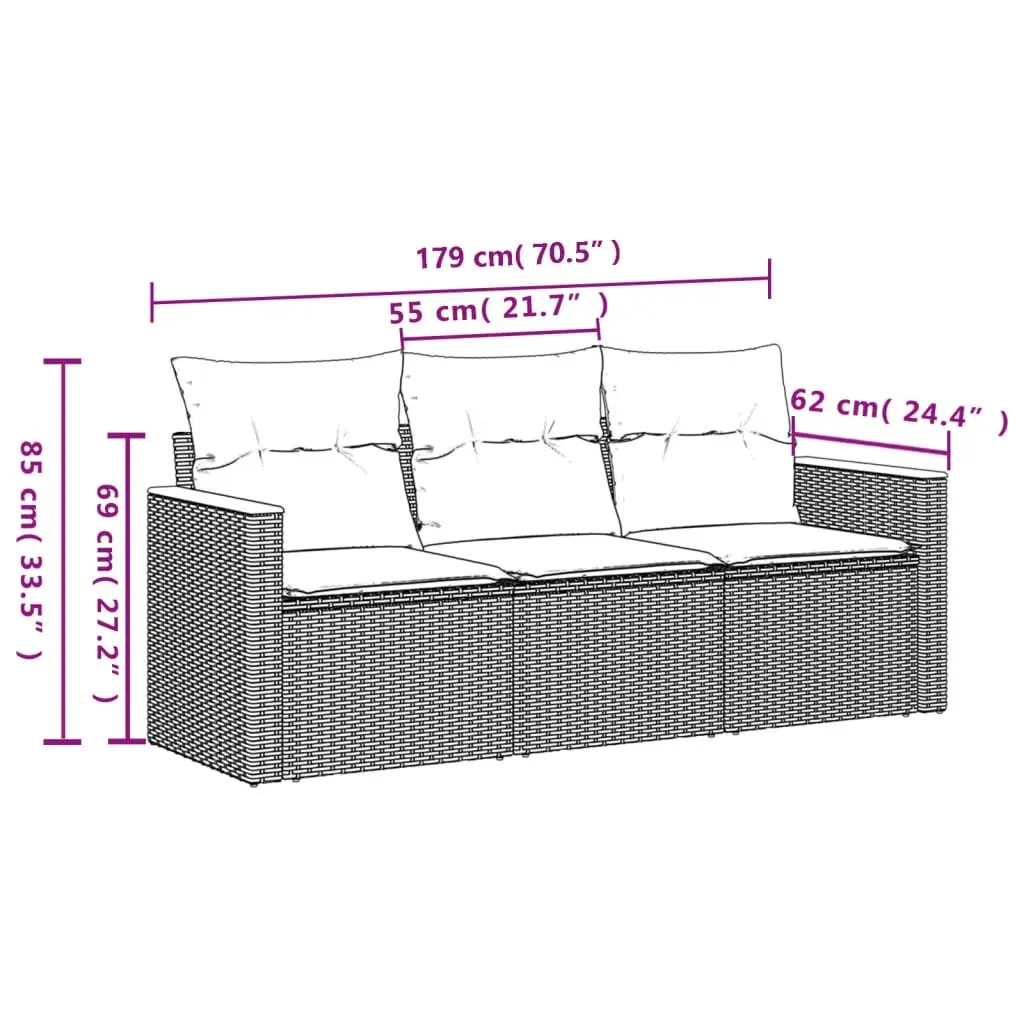 3 Piece Garden Sofa Set