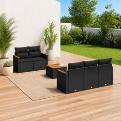 Comfortable 6-Piece Black Garden Sofa Set