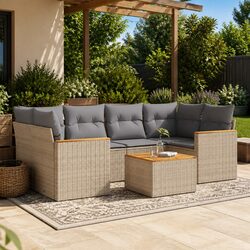 Quality 7-Piece Outdoor Sofa Set in Beige
