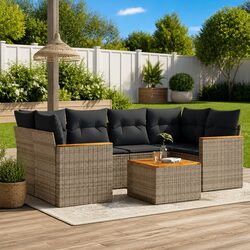 Comfortable 7 Piece Garden Sofa Set in Grey