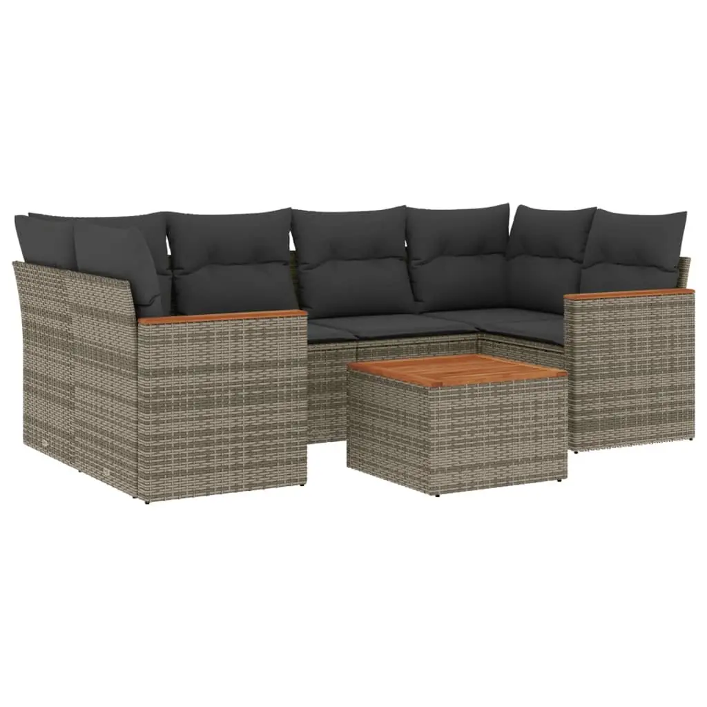 7 Piece Garden Sofa Set Modular Outdoor Patio Furniture Grey with Cushions