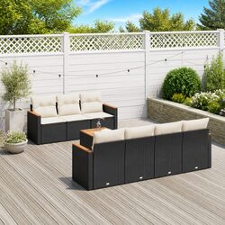 Comfortable 8 Piece Black Rattan Garden Sofa Set
