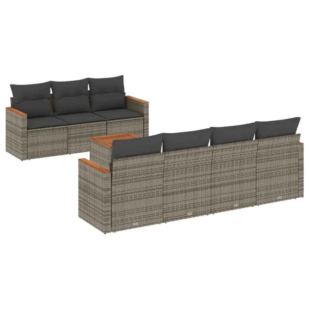 Garden Sofa Set 8 Piece Outdoor Furniture Grey Poly Rattan Patio Seating